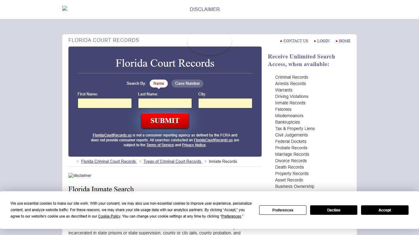 Florida Inmate Search | FloridaCourtRecords.us